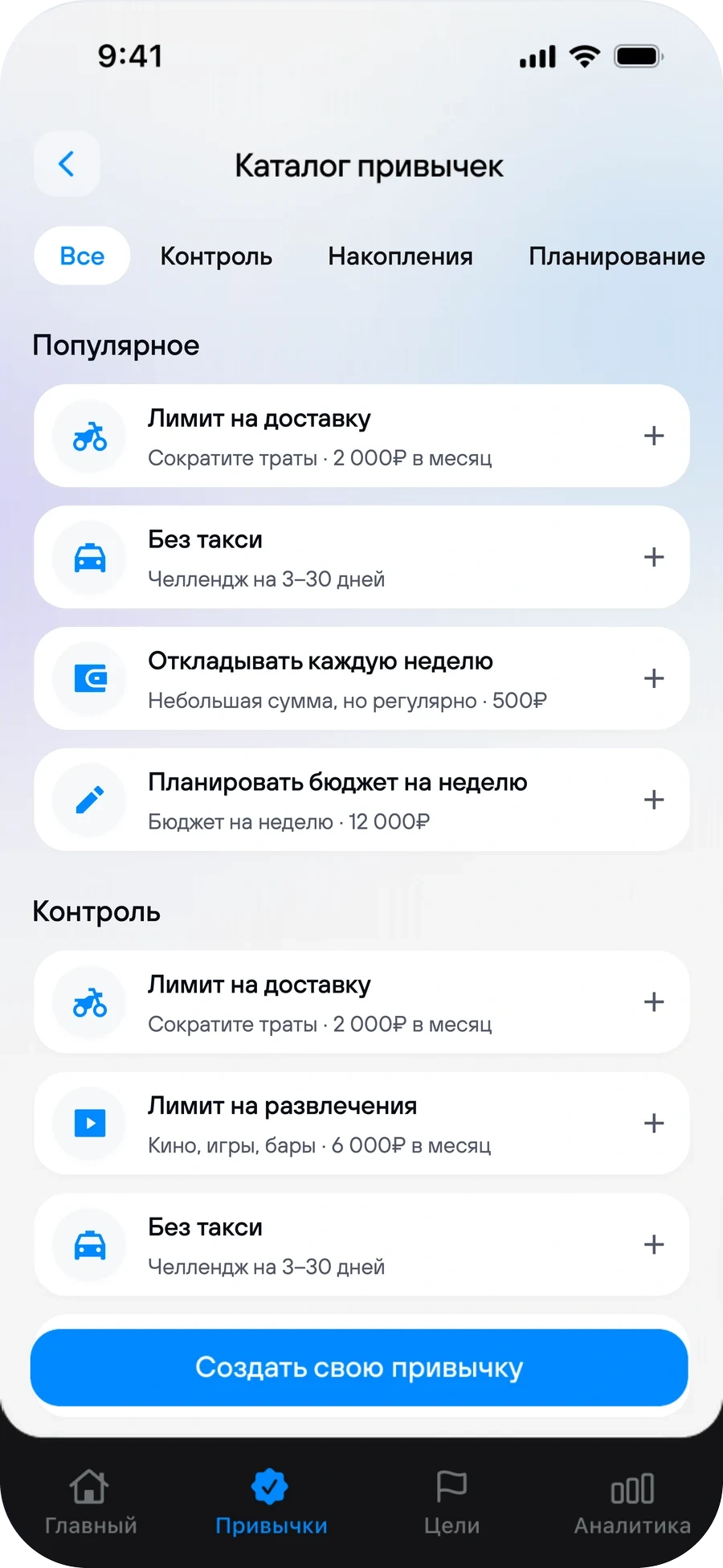 Каталог привычек